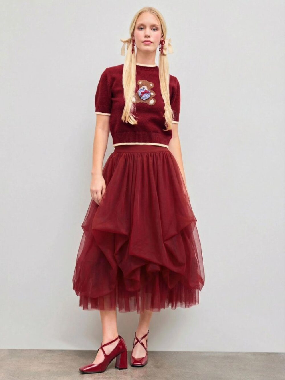 Cider Voluminous Mesh Mid Rise Ruffle Tulle Maxi Skirt- EUC!
